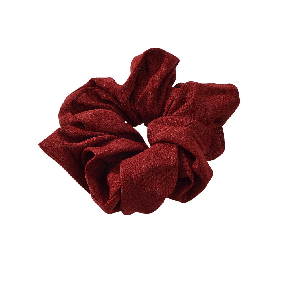 AU Local Girl Hair Accessories Elastic Wine Red Chiffion Wide Hair Tie Scrunchie-3