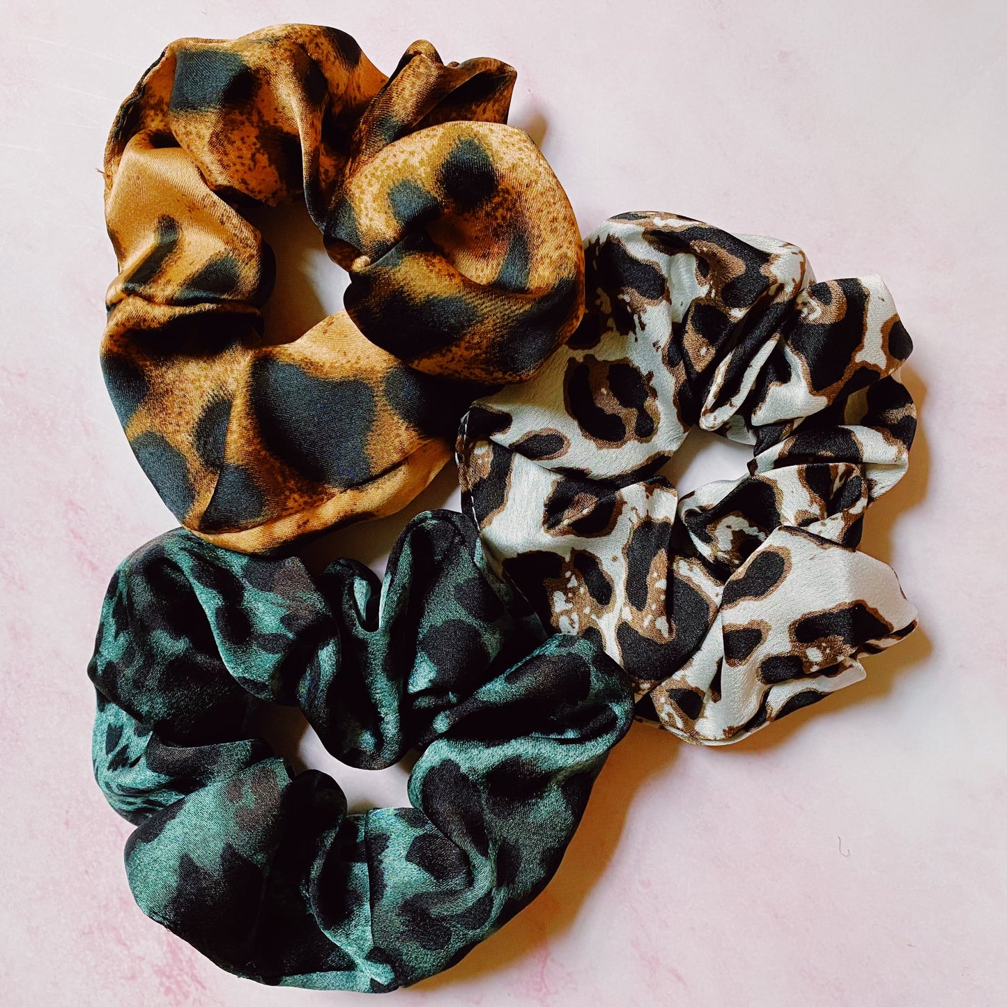 Leopard Satin Scrunch Set Of 3-1