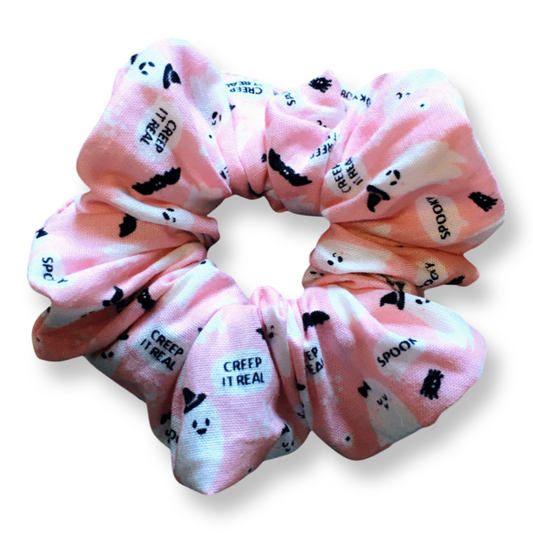 Cute Pink Ghosts Halloween Scrunchie-0