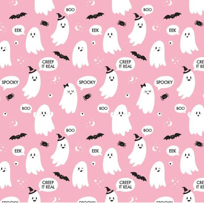 Cute Pink Ghosts Halloween Scrunchie-4
