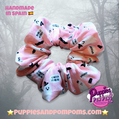 Cute Pink Ghosts Halloween Scrunchie-3